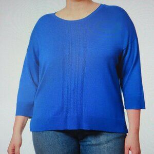 Melissa Paige Plus Size Cable-Knit Dropped-Shoulder 3/4-Sleeve Sweater